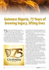 Guinness Nigeria, 75 Years of brewing legacy, lifting lives